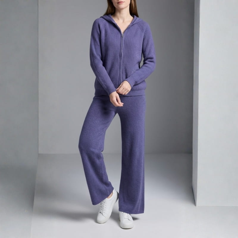 Vienna Valentina Women's 2 Piece Loungewear Set – Hooded Sweater and Wide Leg Pants