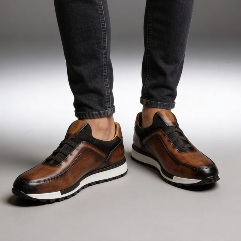 Hayden Genuine Leather Sneakers – Cushioned Streamlined Casual Lace-Up Shoes