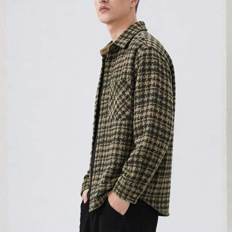 Kendrick Plaid Shirt Jacket – Textured Cotton Lightweight Layer