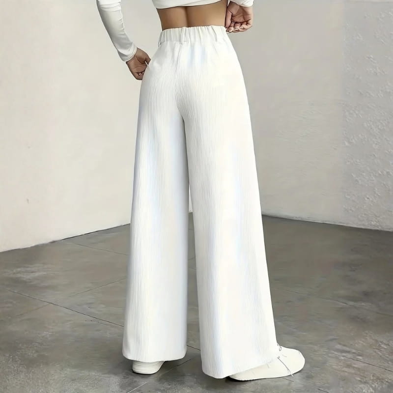Althea High-Waisted Corduroy Wide-Leg Pants – Comfortable Versatile Trousers