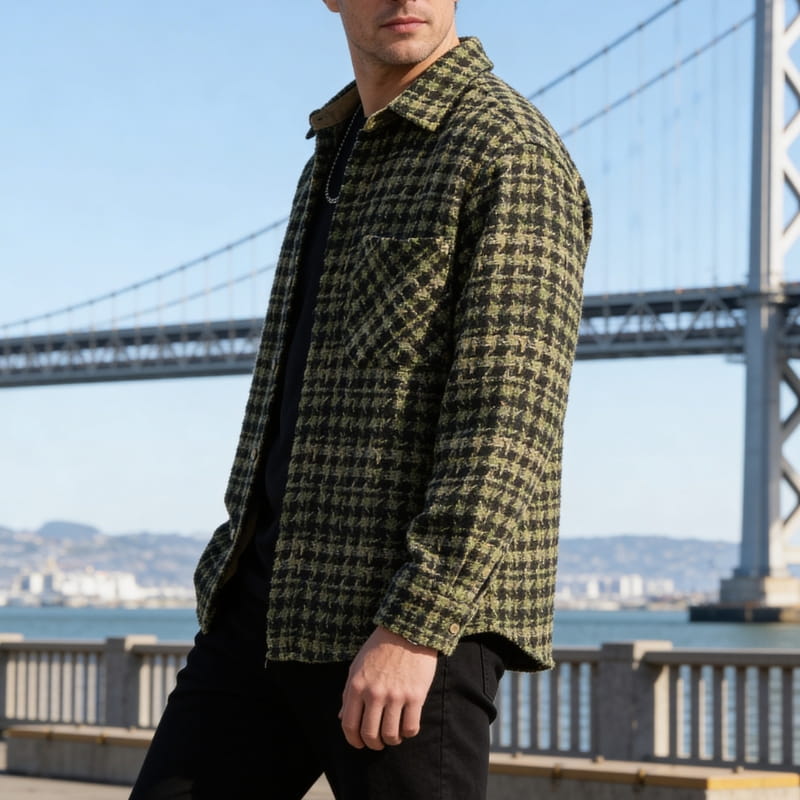 Kendrick Plaid Shirt Jacket – Textured Cotton Lightweight Layer