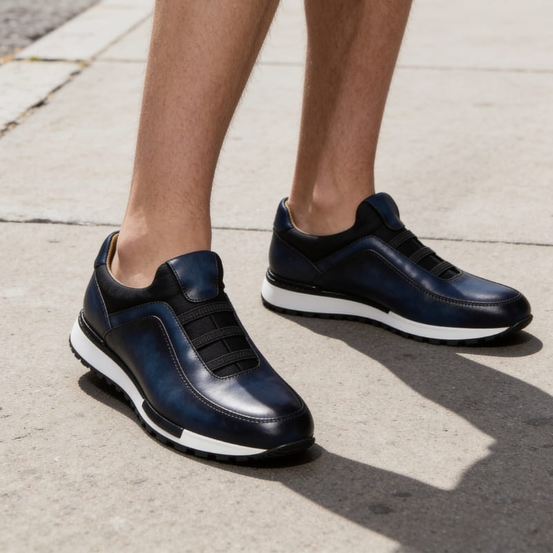 Hayden Genuine Leather Sneakers – Cushioned Streamlined Casual Lace-Up Shoes