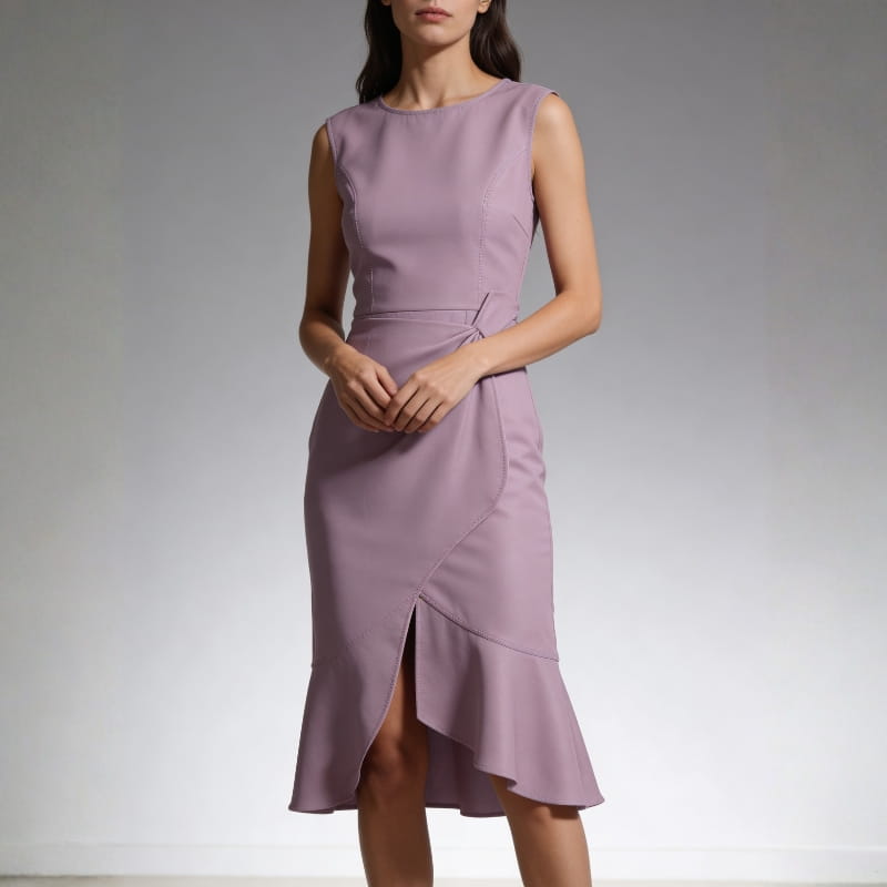 Ashley Premium Stretch Cocktail Dress – Elegant Sleeveless Fit Midi Dress