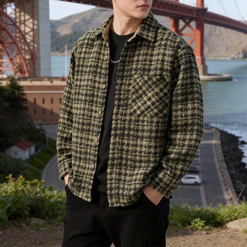 Kendrick Plaid Shirt Jacket – Textured Cotton Lightweight Layer