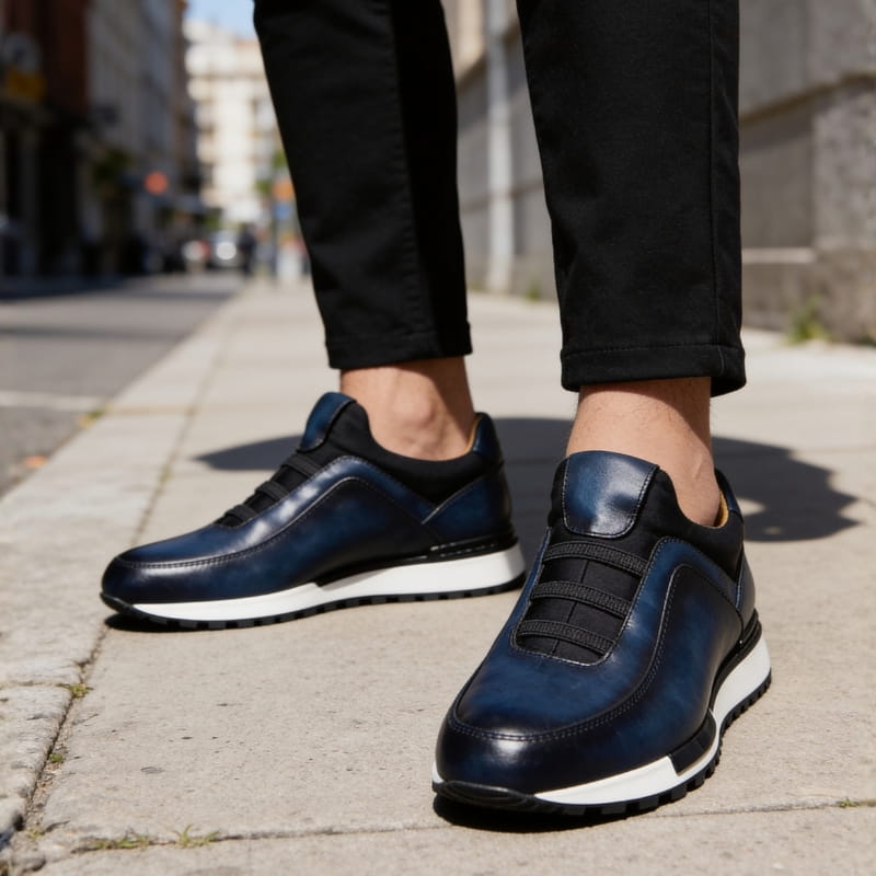 Hayden Genuine Leather Sneakers – Cushioned Streamlined Casual Lace-Up Shoes