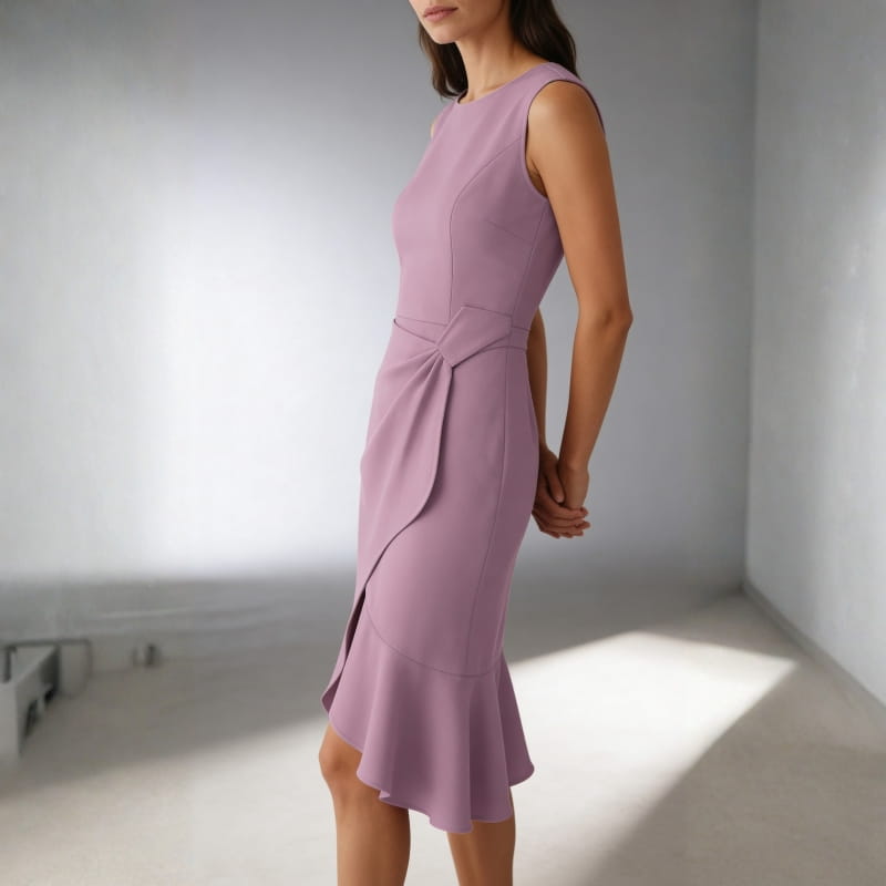 Ashley Premium Stretch Cocktail Dress – Elegant Sleeveless Fit Midi Dress