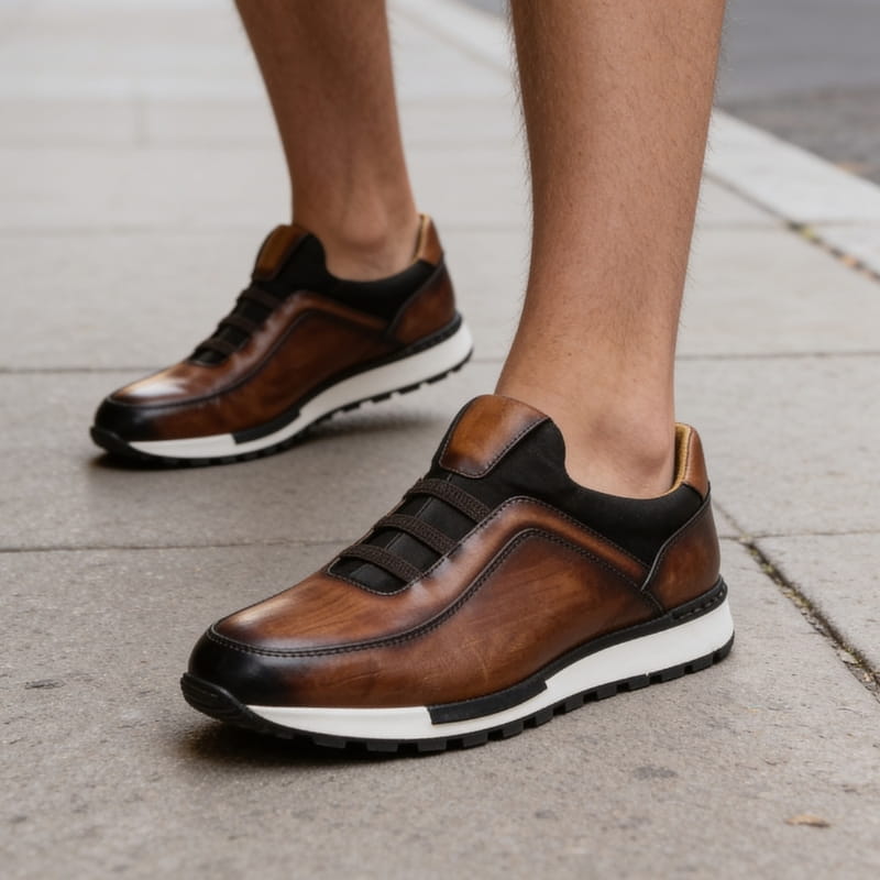 Hayden Genuine Leather Sneakers – Cushioned Streamlined Casual Lace-Up Shoes