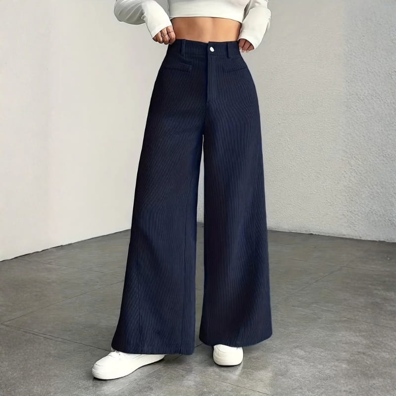 Althea High-Waisted Corduroy Wide-Leg Pants – Comfortable Versatile Trousers
