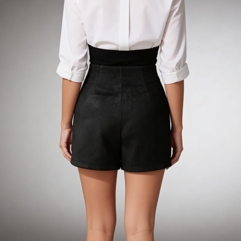Stella Knot-Front Suede Sculpted Skort with Built-In Shorts