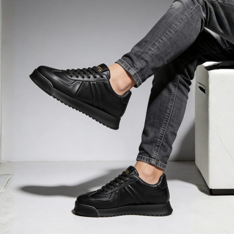 Vincent Genuine Leather Platform Sneakers – Retro Elevated Casual Sneakers