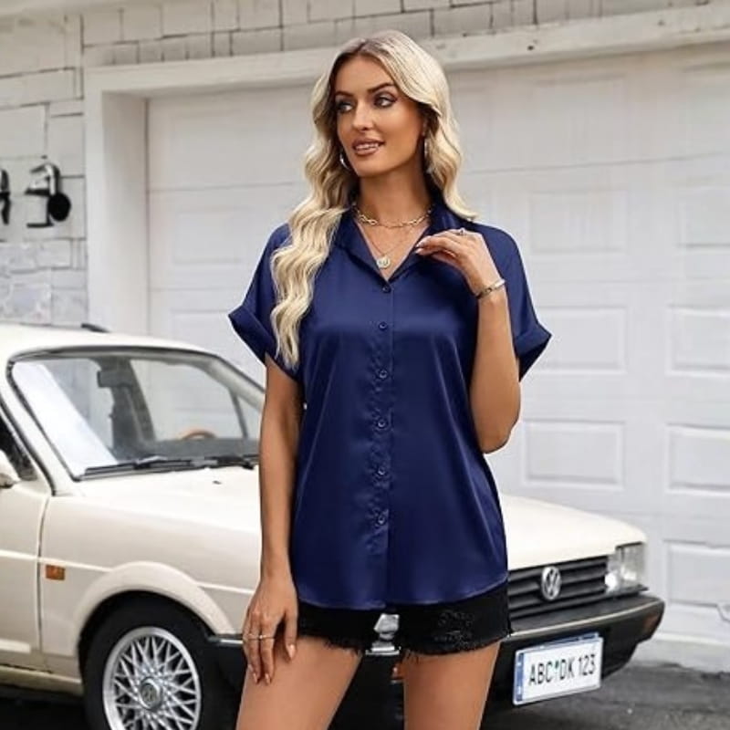 Seraphina Luxe: Premium Silk-Finish Satin Blouse