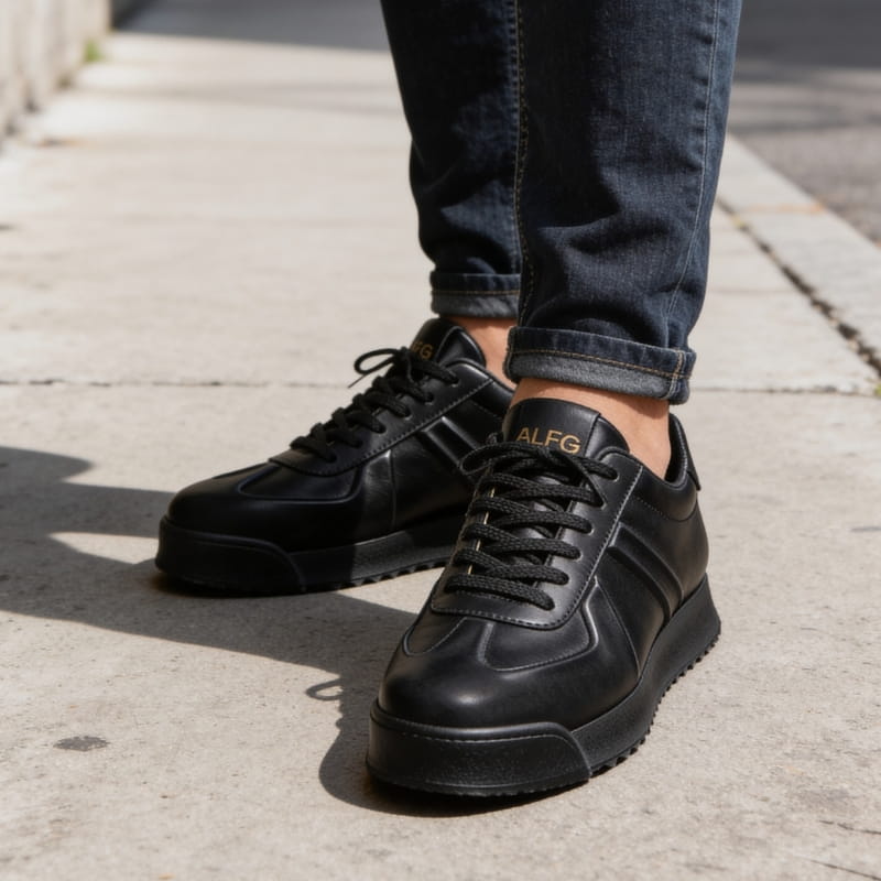 Vincent Genuine Leather Platform Sneakers – Retro Elevated Casual Sneakers