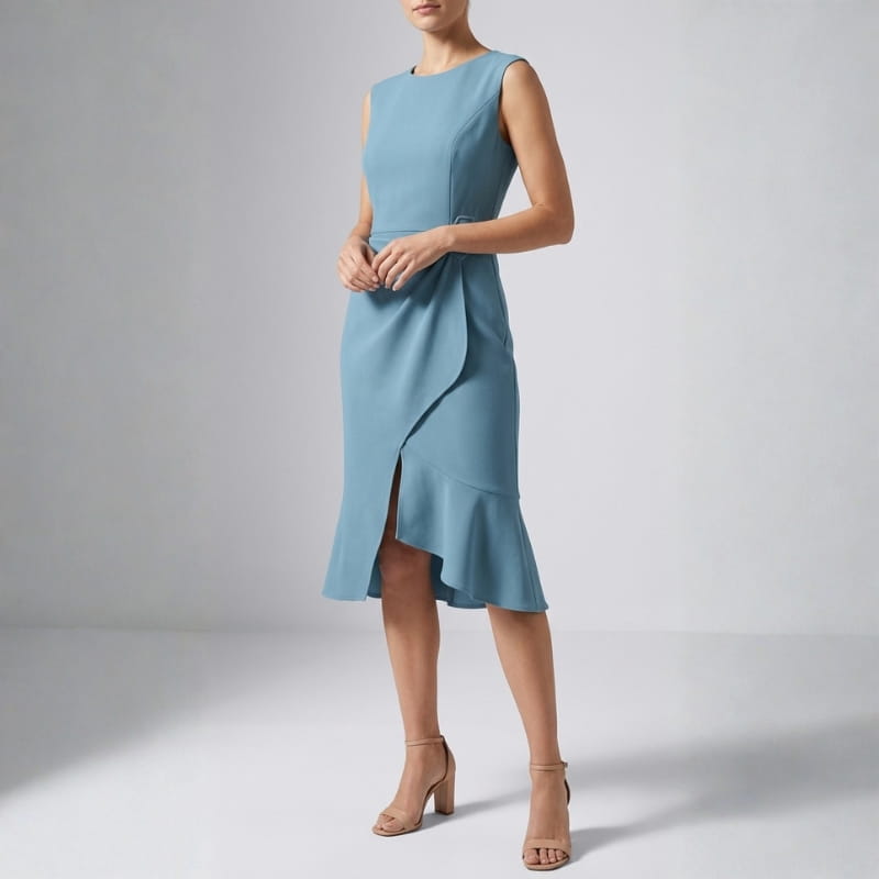 Ashley Premium Stretch Cocktail Dress – Elegant Sleeveless Fit Midi Dress