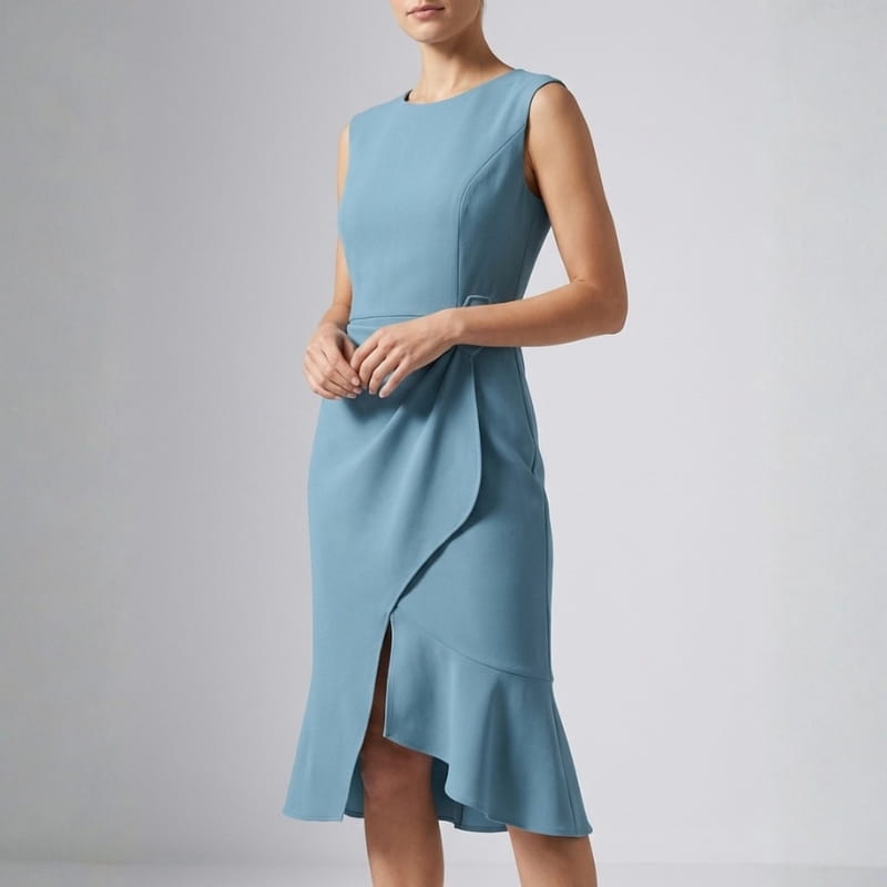 Ashley Premium Stretch Cocktail Dress – Elegant Sleeveless Fit Midi Dress