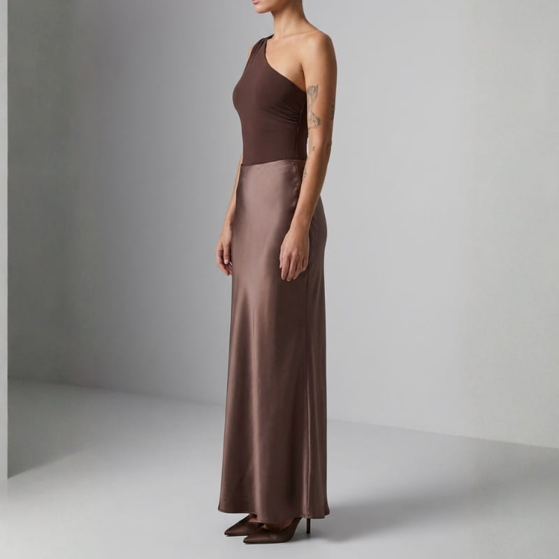 Danica One-Shoulder Satin Maxi Dress – Elegant Evening Dress