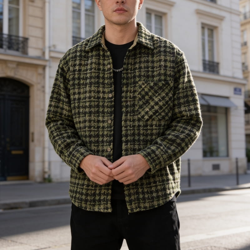 Kendrick Plaid Shirt Jacket – Textured Cotton Lightweight Layer