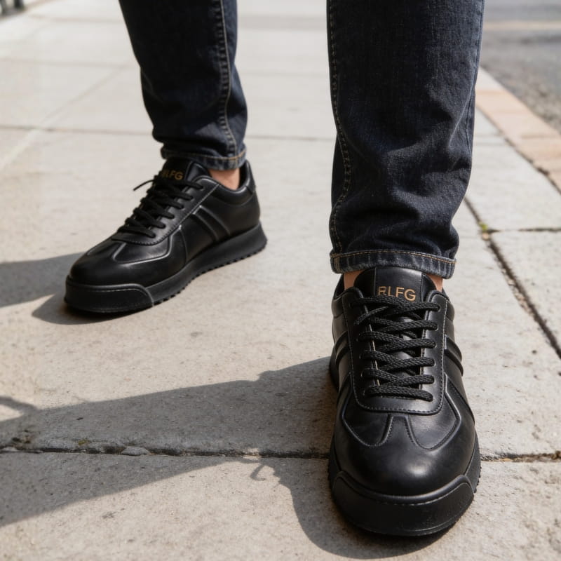 Vincent Genuine Leather Platform Sneakers – Retro Elevated Casual Sneakers