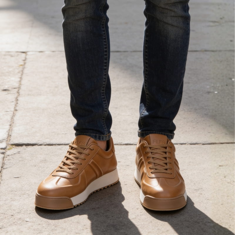Vincent Genuine Leather Platform Sneakers – Retro Elevated Casual Sneakers