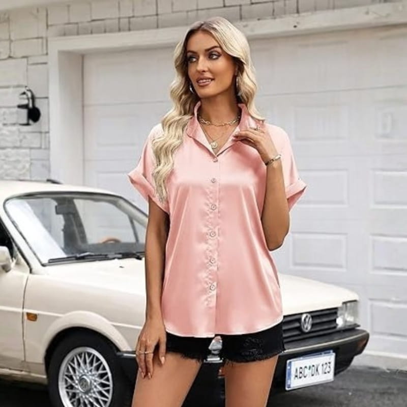 Seraphina Luxe: Premium Silk-Finish Satin Blouse