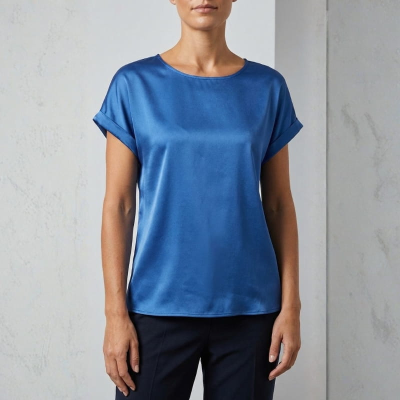 Elara Satin - Elegant V-Neck Blouse