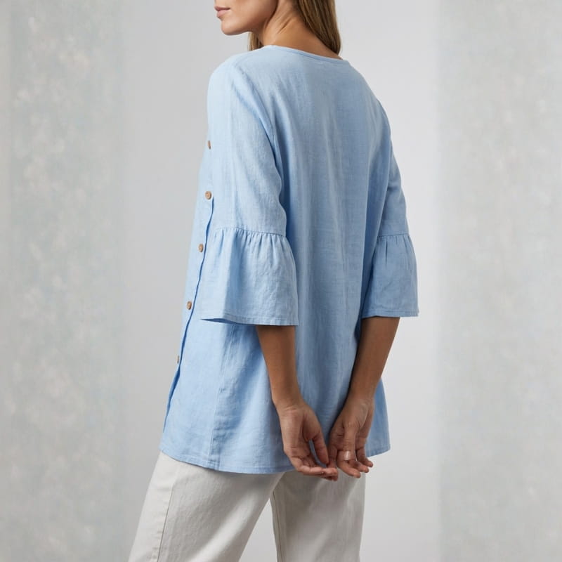 Carisa Linen Button Blouse – Lightweight Breathable Everyday Top