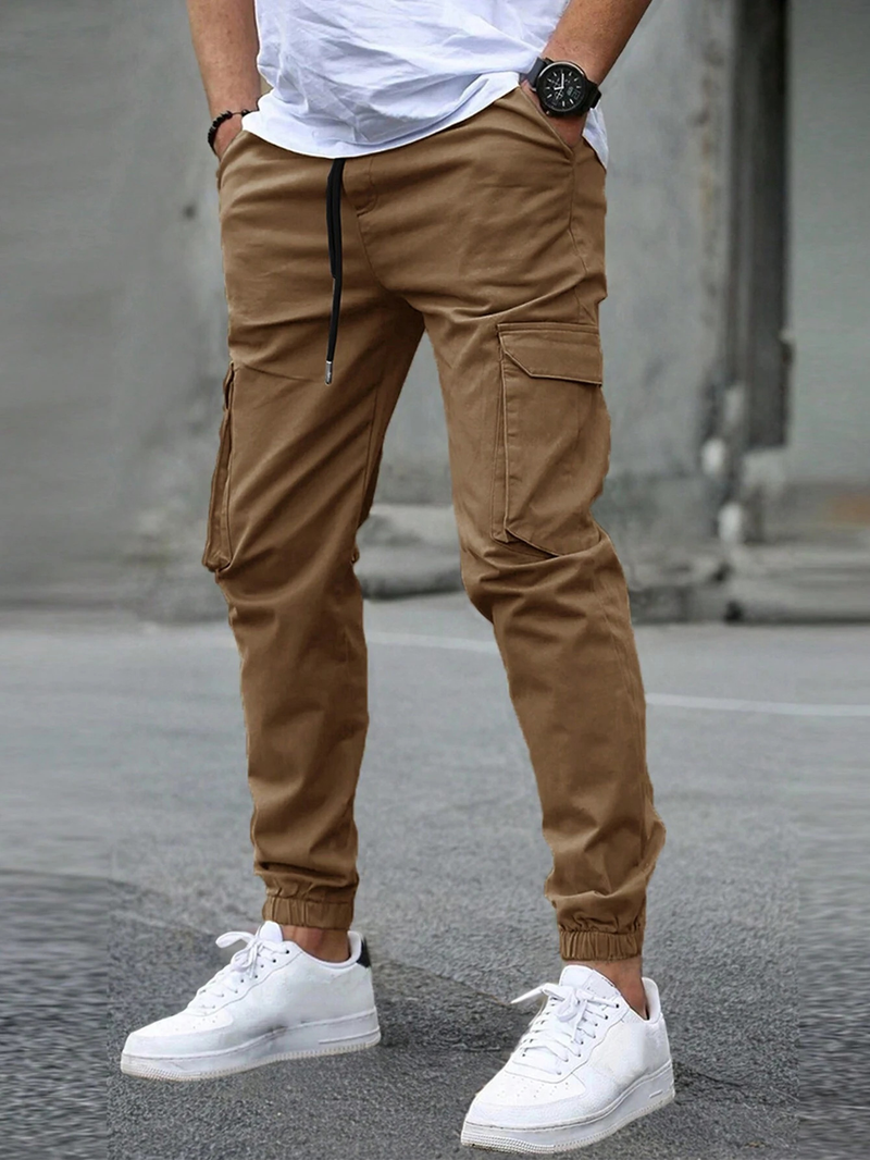 Carter Men’s Cargo Pants – Tapered Fit with Drawstring Waist & Utility Pockets