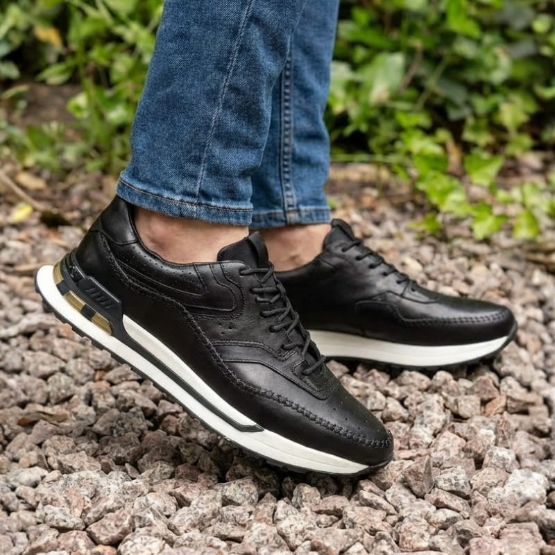 Luciano Men's Leather Oxford Sneakers – Casual Lace Up Dress Sneakers