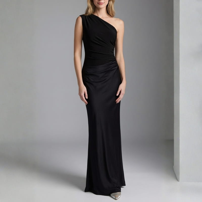 Danica One-Shoulder Satin Maxi Dress – Elegant Evening Dress