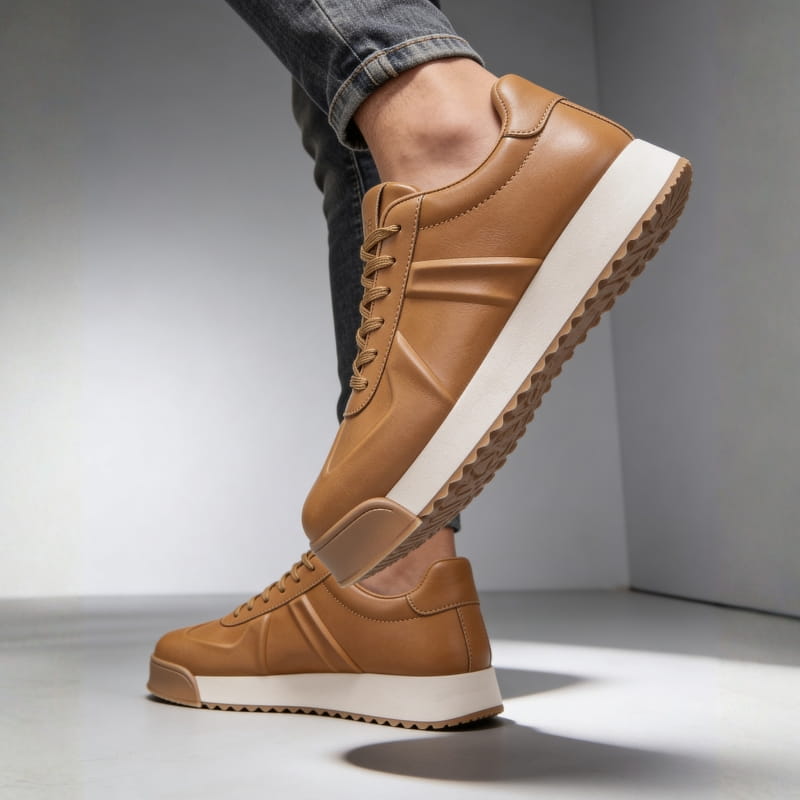 Vincent Genuine Leather Platform Sneakers – Retro Elevated Casual Sneakers