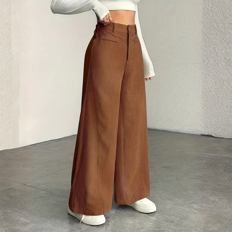 Althea Women's High Waisted Wide Leg Corduroy Pants