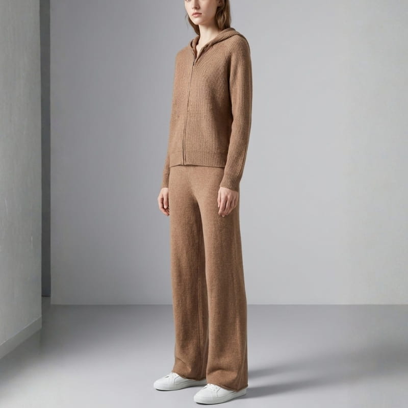 Vienna Valentina Women's 2 Piece Loungewear Set – Hooded Sweater and Wide Leg Pants