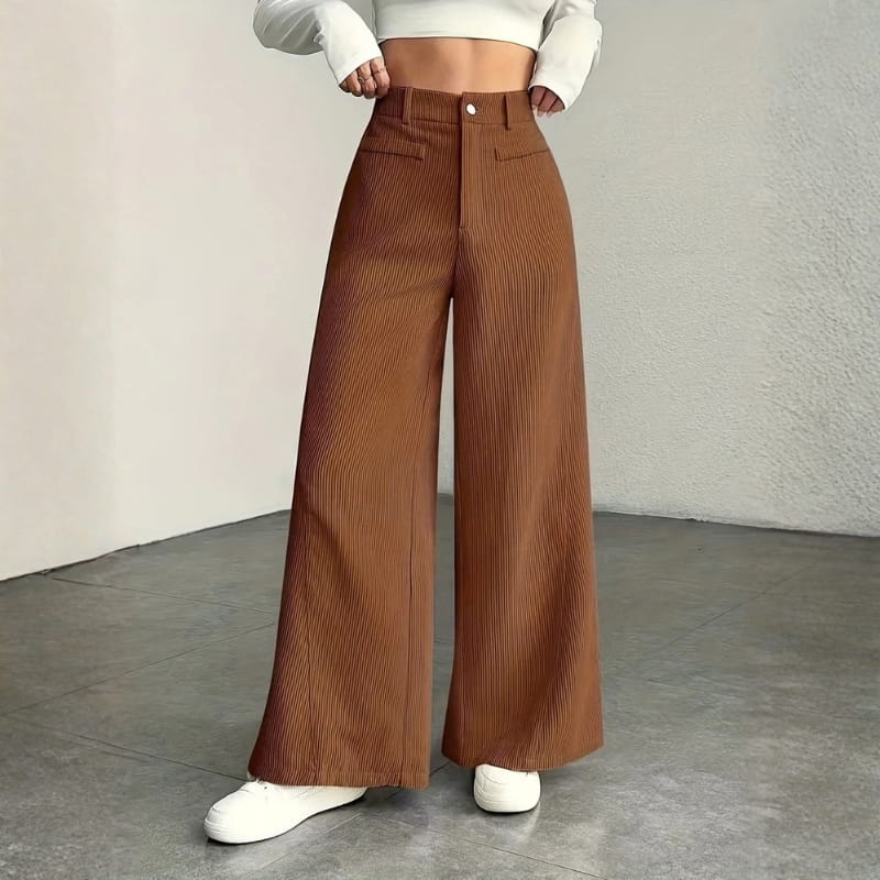 Althea Women's High Waisted Wide Leg Corduroy Pants
