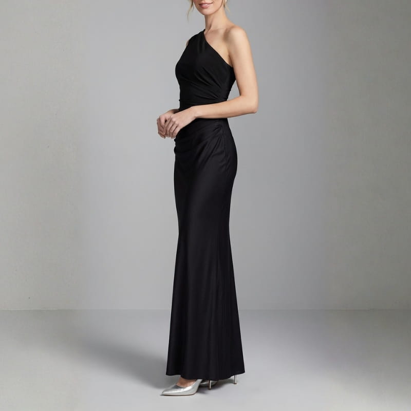 Danica One-Shoulder Satin Maxi Dress – Elegant Evening Dress