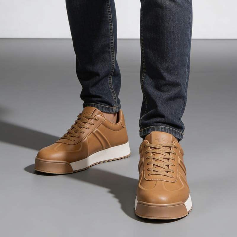 Vincent Genuine Leather Platform Sneakers – Retro Elevated Casual Sneakers