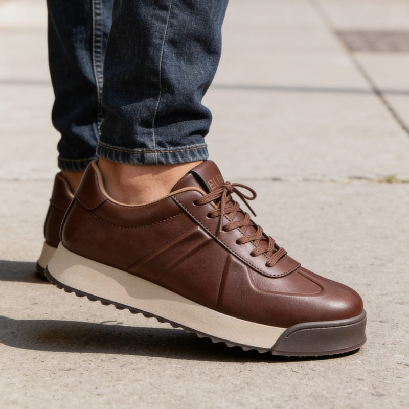 Vincent Genuine Leather Platform Sneakers – Retro Elevated Casual Sneakers