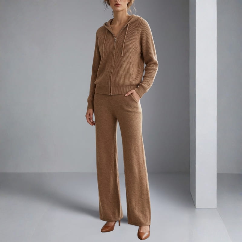 Vienna Valentina Women's 2 Piece Loungewear Set – Hooded Sweater and Wide Leg Pants