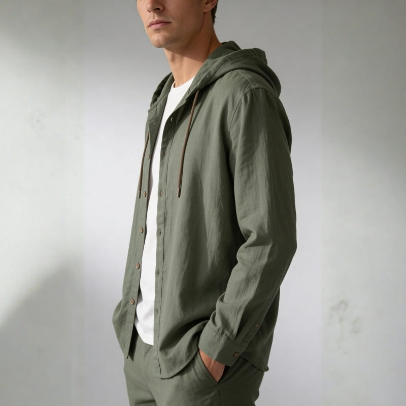 Mariano Cotton-Linen Hooded Shirt – Lightweight Breathable Casual Top