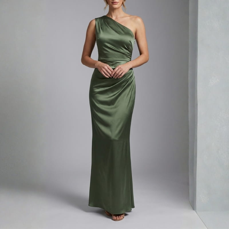 Danica One-Shoulder Satin Maxi Dress – Elegant Evening Dress