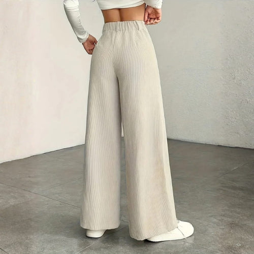 Althea High-Waisted Corduroy Wide-Leg Pants – Comfortable Versatile Trousers