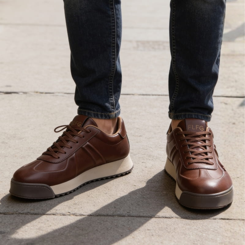 Vincent Genuine Leather Platform Sneakers – Retro Elevated Casual Sneakers