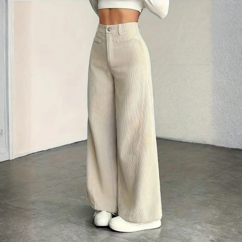 Althea Women's High Waisted Wide Leg Corduroy Pants