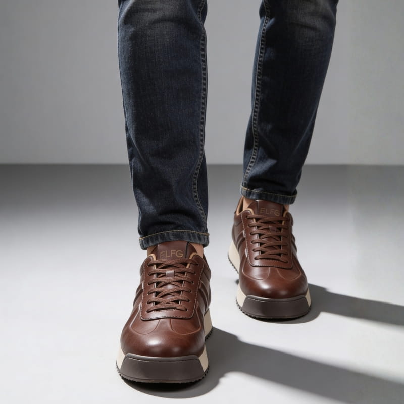 Vincent Genuine Leather Platform Sneakers – Retro Elevated Casual Sneakers