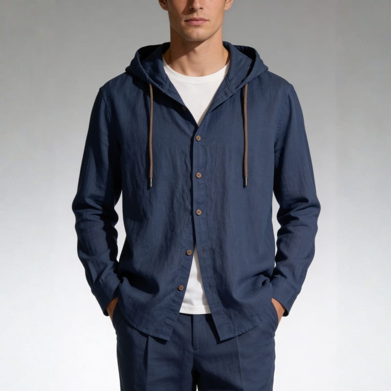 Mariano Cotton-Linen Hooded Shirt – Lightweight Breathable Casual Top