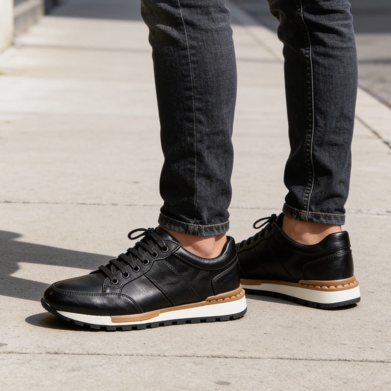 Eric Genuine Cowhide Leather Slip-On Sneakers – Breathable Casual Comfort Shoes