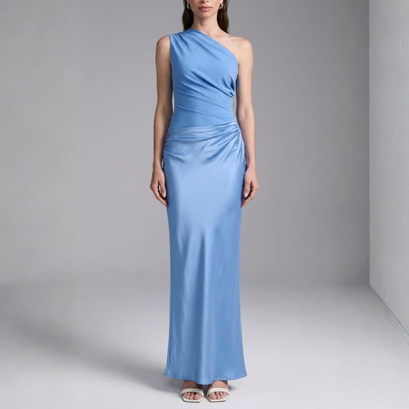 Danica One-Shoulder Satin Maxi Dress – Elegant Evening Dress