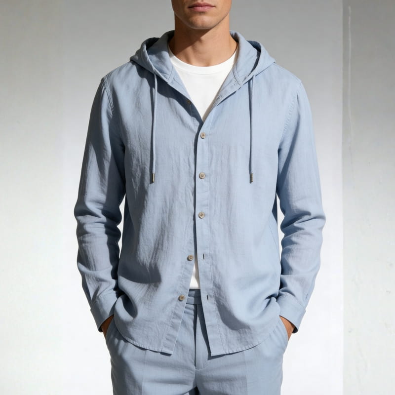 Mariano Cotton-Linen Hooded Shirt – Lightweight Breathable Casual Top