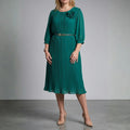 Asha Belted Pleated Midi Dress – Elegant Versatile Day-to-Night Dress