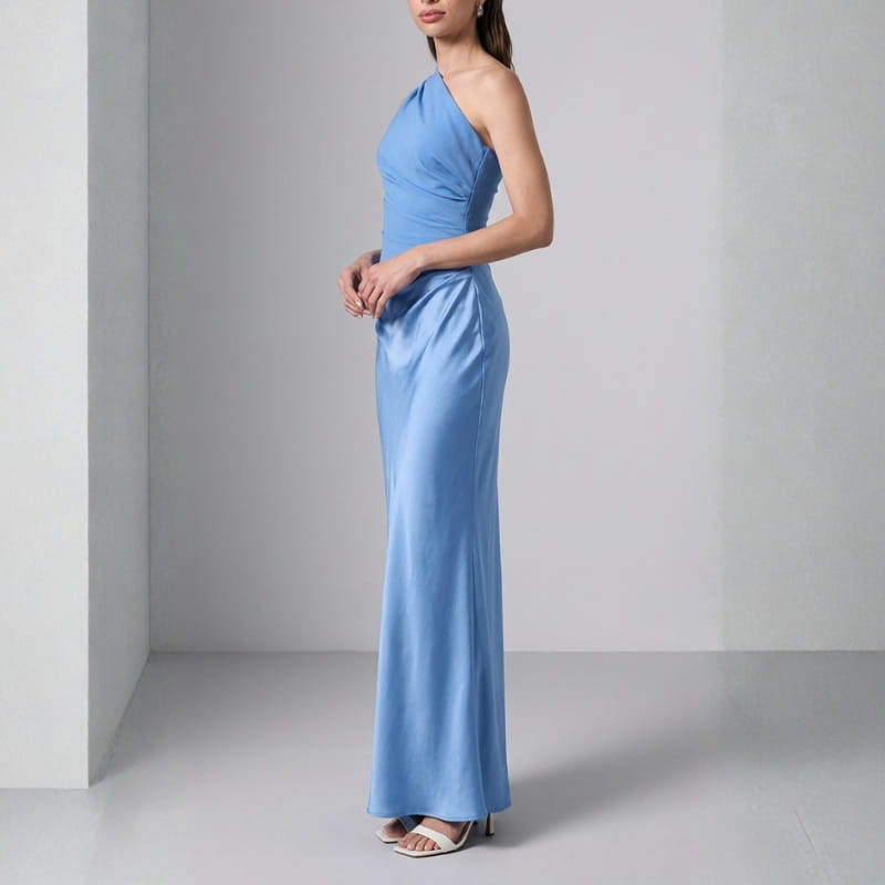 Danica One-Shoulder Satin Maxi Dress – Elegant Evening Dress