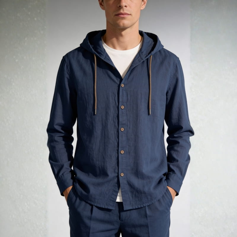 Mariano Cotton-Linen Hooded Shirt – Lightweight Breathable Casual Top