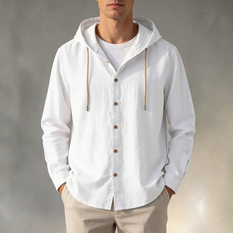 Mariano Cotton-Linen Hooded Shirt – Lightweight Breathable Casual Top